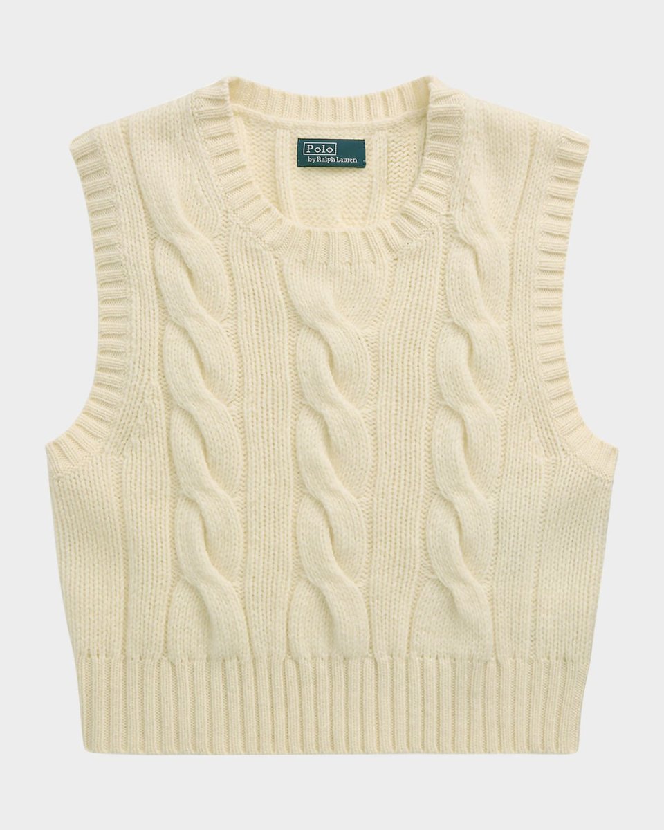 Cropped Cable Wool-Cashmere Sweat